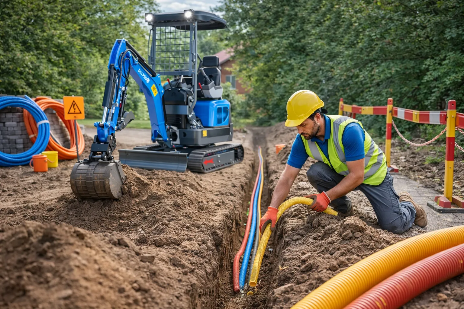 Minikoparka Rippa przy instalacjach